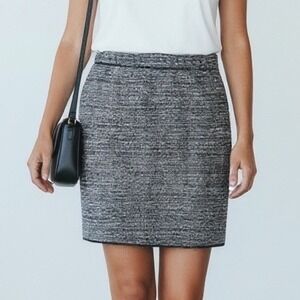 MAX STUDIO Black Grey Knit Mini Pencil Stretch Skirt Elastic Waist Women's XS